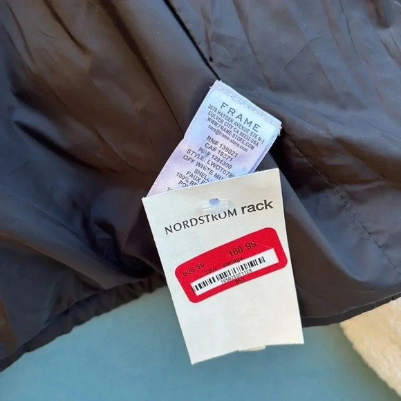 FRAME Mix Media High Pile Fleece Jacket Off White **no insert** NWT sz LARGE - Picture 5 of 8